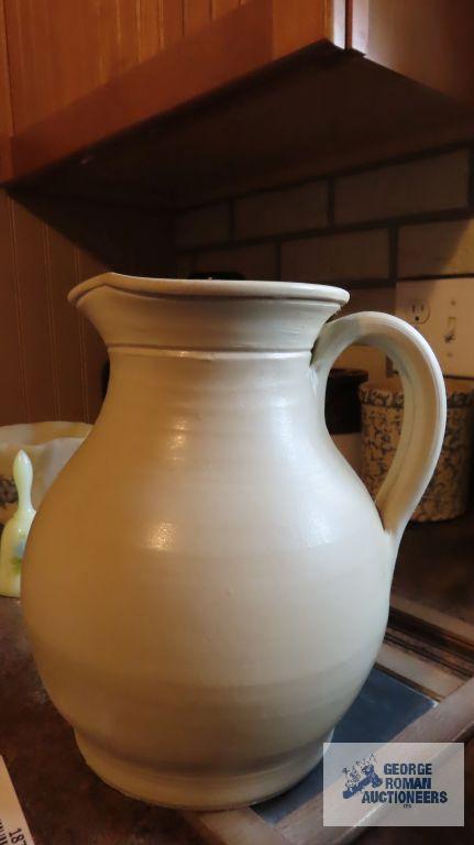 Unmarked, painted pottery pitcher