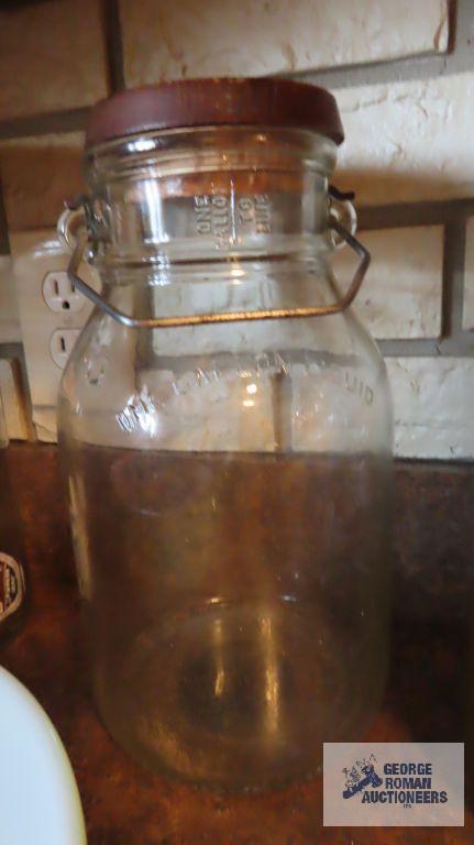 1 gallon glass milk bottle with wire handle
