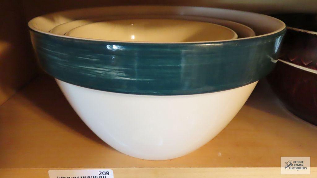 Three-piece...mixing bowl set, no markings