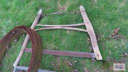 Antique one man saw, sifter and barrel rings