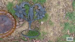 Floral wall planter large hook, and amber ashtray