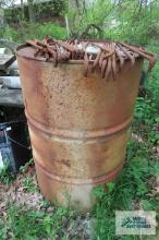 Metal barrel with homemade anchors