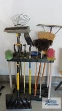 Yard and garden tool stand tools with contents