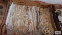Lot of assorted pearl like costume jewelry