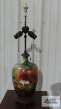 Antique floral lamp. 28-1/2 in. tall. No shade.