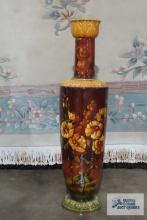 Antique floral vase. 37-1/2 in. tall.