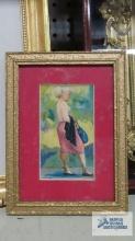 Small painting by Clyde Singer. Pink Blonde. Frame measures 6 in. by 8 in.