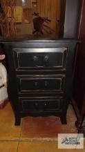 Black painted three drawer cabinet
