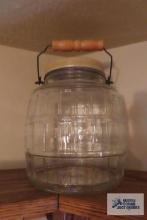 Covered glass jar