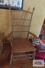 antique rocker with cane seat and woven back