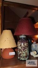clay lamp and Mason jar style lamp