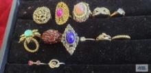 Costume jewelry rings with gemstones