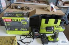 Ryobi 18 volt drill with charger, two batteries, case and box
