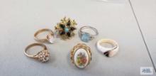 Costume jewelry gemstone and other rings