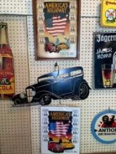 American Highway Posters w/ Metal Hot Rod Sign
