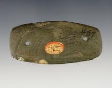 Well patinated 3 1/8" Gorget made from green and black Banded Slate. Ohio area. Ex. Draeger.