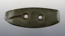 2 15/16" Gorget - Licking Co., Ohio. Made from nicely patinated Banded Slate. Ex. David Root.