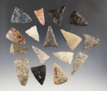 Set of 16 assorted Ohio Triangles in good condition. The largest is 1 3/4".