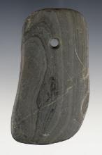 3 3/8" Ohio Pendant made from patinated Banded Slate. Shows excellent age on surface.