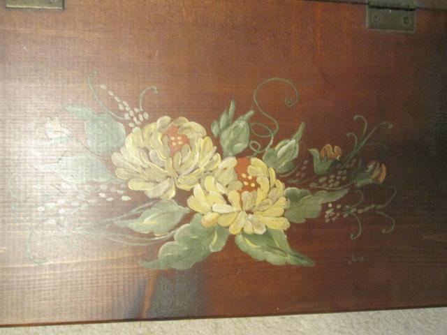 Handcrafted Writing Desk with Painted Flowers