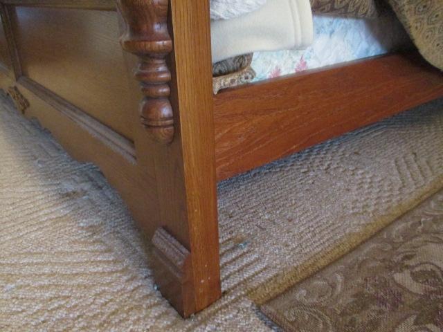 Athens Furniture Oak King Size Bed with Wood Rails