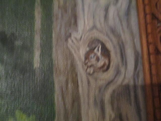 Monroe Signed Original Mythical Fawn Playing Flute on Toad Stool with Owl Painting on Canvas
