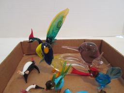 Grouping of Art Glass Birds