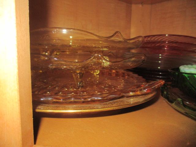 Large Collection of Vintage Glassware-Depression Glass Serving Trays, Carnival