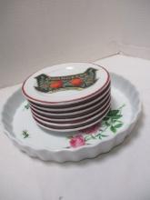 Christine Holm Tarte/Pie Plate & Williams Sonoma Plates (6)