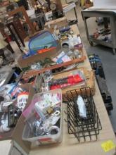 Table Lot of Tools-Rivet Tool, Baskets, Squares, Springs, etc.