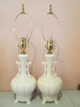 Pair of Aladdin Moonstone/Alacite Footed Genie Bottle Lamps