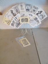Wire Fan Card Holder/Stand and Collection of Clock Company Reproduction