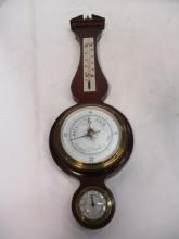 Vintage Airguide Brass and Wood Banjo Barometer
