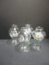 Four Opalescent Swirl Design Glass Shades