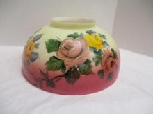 Satin Glass Lamp Shade with Handpainted Rose Blossoms