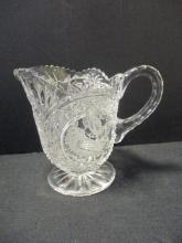 Vintage Cut-Glass and Etched Birds Crystal Pitcher
