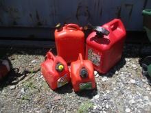 4 Plastic Gasoline Cans - Assorted Sizes