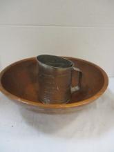 Large Wood Dough Bowl and Bromwell's Sifter