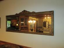 Midcentury Antiqued Gold Frame Buffet/Sofa Mirror