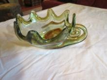 Midcentury Stretched Art Glass Dish