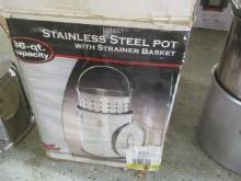 36qt. Stainless Steel Pot with Strainer Basket
