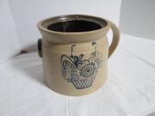 Handpainted Stoneware Crock with Applied Handle