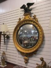 Ornate Eagle Frame Federal Style Convex Bullseye Mirror