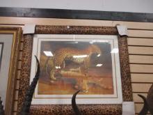 "Leopards at Play" Print in Leopard Print Frame