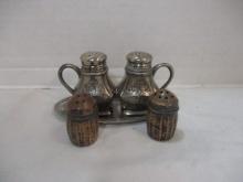 Pair of Sterling Individual Shakers and Pewter Shaker Set