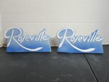Two "Roseville" Pottery Dealer Signs