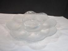 Frosted Scalloped Shell Platter and Small Center Bowl