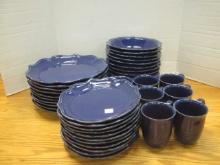 40 Pieces of Pierre Deux Blue Stoneware Dinnerware