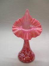 Fenton Cranberry Opalescent Jack in The Pulpit Vase Daisy & Fern 11"