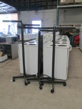 Three Adjustable T-Bar Portable Hanging Racks with Locking Casters